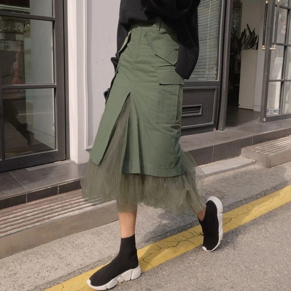 Dresses & Skirts - SOLD - Tulle High Waisted Army Skirt